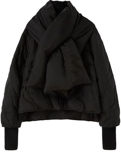 Jil Sander Logo-embroidered Down Jacket - Black