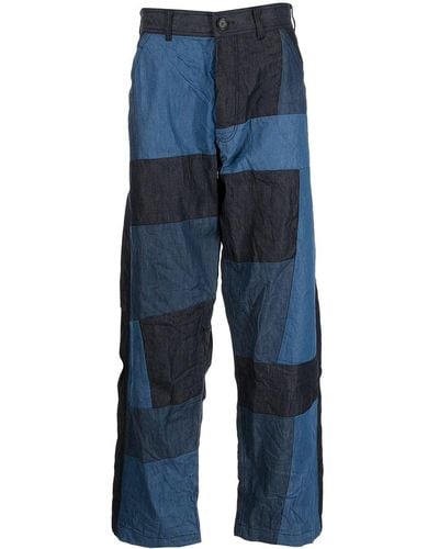 Comme des Garçons Pantalon ample à design patchwork - Bleu