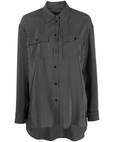Nili Lotan Stripe-print Silk Shirt - Grey