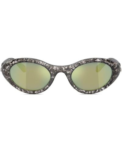 DIESEL Occhiali da sole ovali con placca logo - Verde