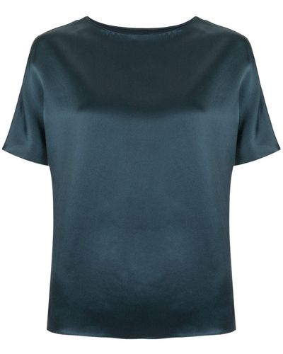 UMA | Raquel Davidowicz T-shirt en soie à manches courtes - Bleu