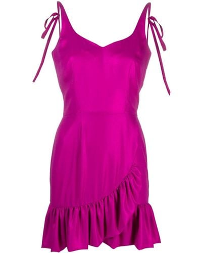 Parlor Sweetheart-neck Sleeveless Ruffled Minidress - Purple