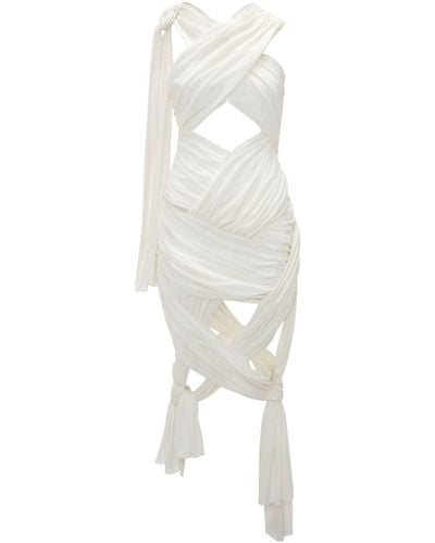 JW Anderson Robe mi-longue à design drapé - Blanc