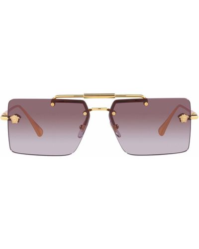 Versace Logo-plaque Sunglasses - Metallic