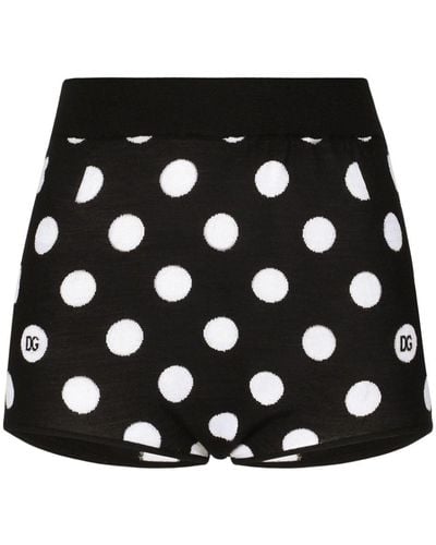 Dolce & Gabbana Polka Dot-pattern High-waisted Shorts - Black