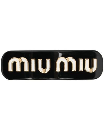 Miu Miu Haarspeld Met Logoplakkaat - Zwart