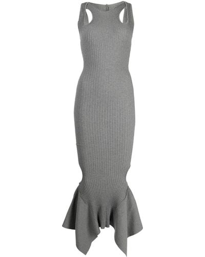 ANDREADAMO Cut-out Ribbed Midi Dress - Gray