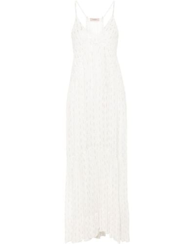 Twin Set Sequinned Georgette Slip Dress - White