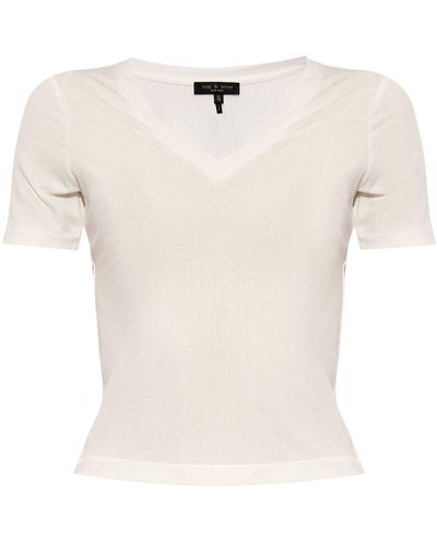 Rag & Bone V-neck Ribbed T-shirt - White