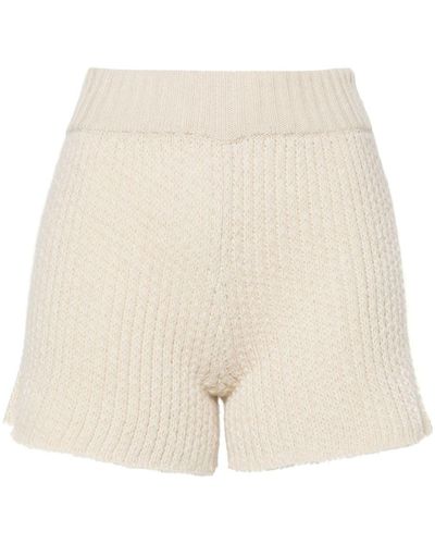 Alanui Finest Ribbed-knit Shorts - Natural