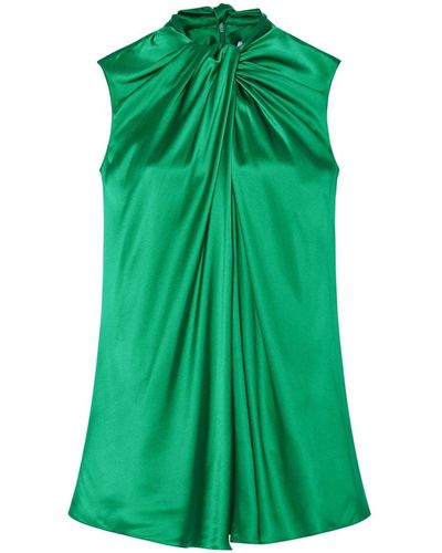 Rosetta Getty Twisted-neck Silk Blouse - Green