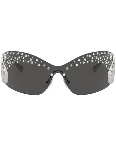 Swarovski Crystal-embellished Shield-frame Sunglasses - Gray