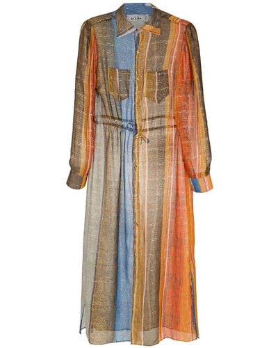 Amir Slama Vestido camisero de seda - Multicolor