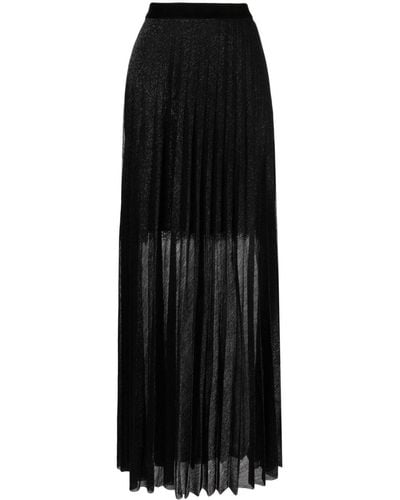 Talbot Runhof Lurex-detail Pleated Maxi Skirt - Black