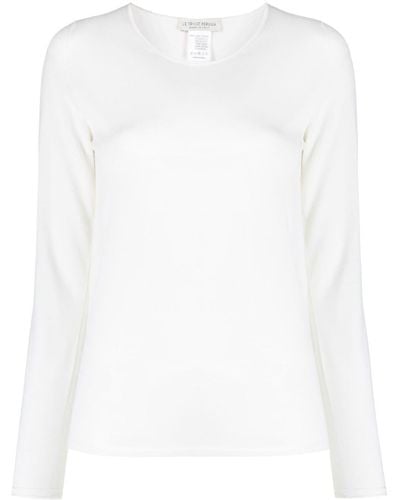 Le Tricot Perugia Pullover mit rundem Ausschnitt - Weiß