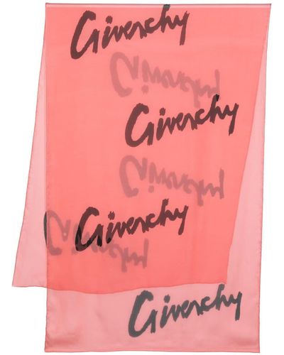 Givenchy Foulard en soie à logo imprimé - Rose