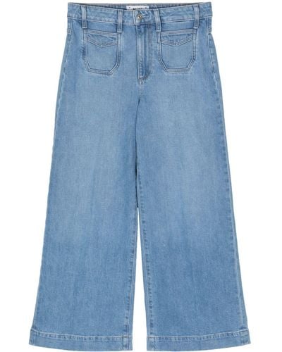 PAIGE Wide-leg Cropped Jeans - Blue