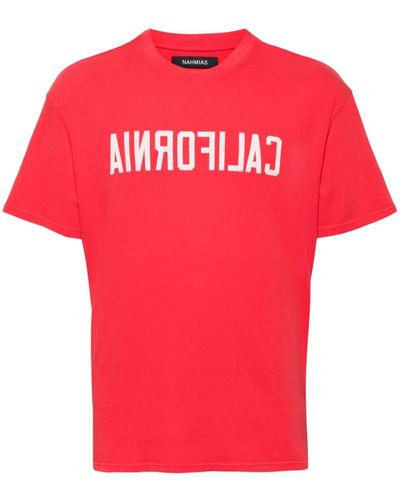 NAHMIAS T-Shirt mit Logo-Print - Rot