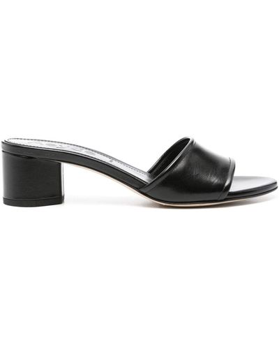 Aeyde Open-toe Leather Mules - Black