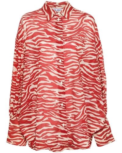 The Attico Zebra-print Cotton Shirt - Red
