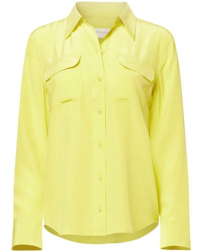 Equipment Slim Signature Long-sleeve Silk Shirt - Yellow