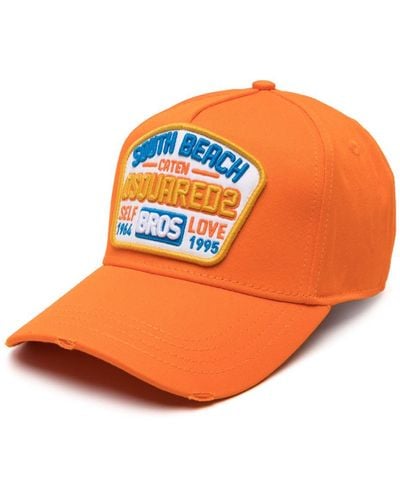 DSquared² Logo-patch Cotton Baseball Cap - Orange