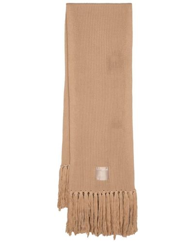 Patrizia Pepe Ribbed-knit Wool Scarf - Natural