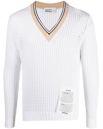 Ballantyne V-neck Knitted Sweater - White