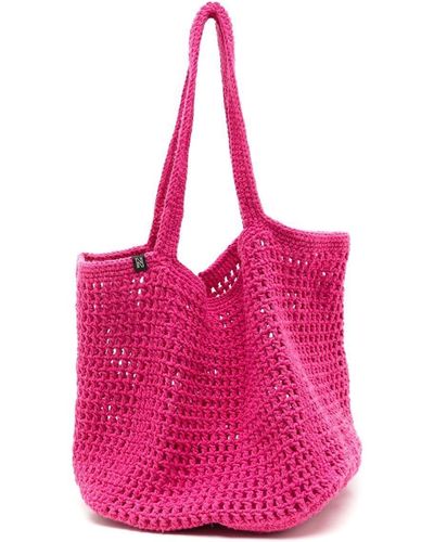 Nannacay Cleo Dreamscape Crochet Tote Bag - Pink