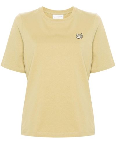Maison Kitsuné T-shirt en coton à motif Fox - Jaune