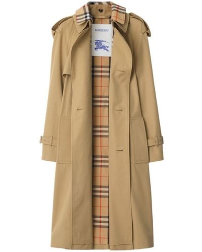 Burberry Notched-lapel Cotton Trench Coat - Natural