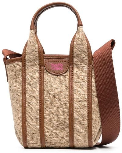 See By Chloé Leather-trimmed Jute Tote Bag - Brown