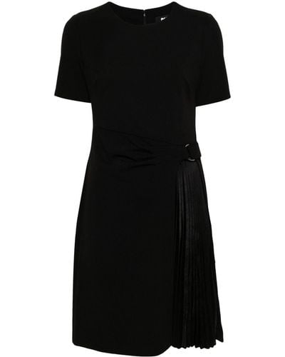 DKNY Short-sleeve Pleat-detail Minidress - Black