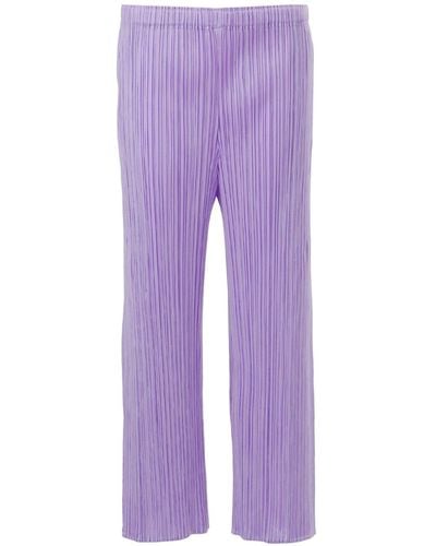 Pleats Please Issey Miyake Pantaloni crop MC July plissettati - Viola