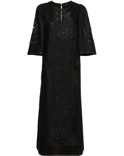 Vita Kin Dalida Maxi-jurk Met Gewelfd Detail - Zwart