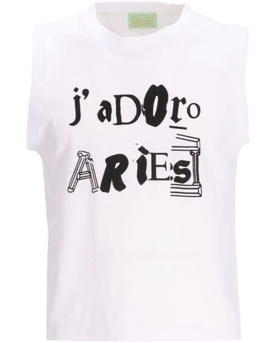 Aries T-shirt Met Print - Wit