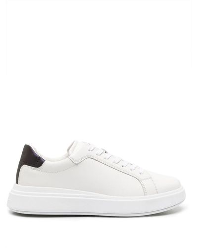 Calvin Klein Iridescent-panel Leather Trainers - White
