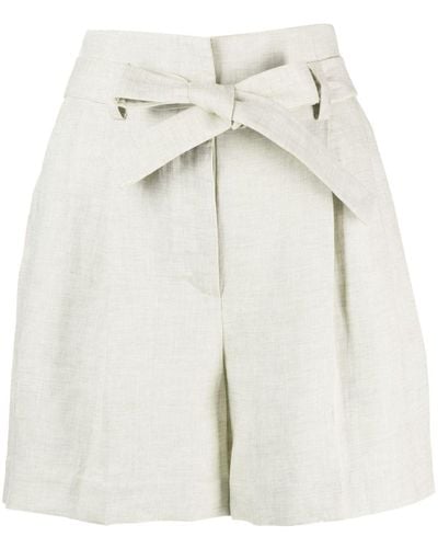 Eleventy Tied-waist Pleated Shorts - Natural