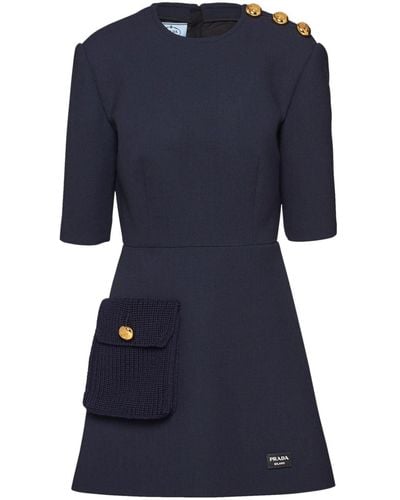 Prada Button-detailed A-line Dress - Blue
