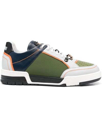 Moschino Colour-block Low-top Leather Sneakers - Green