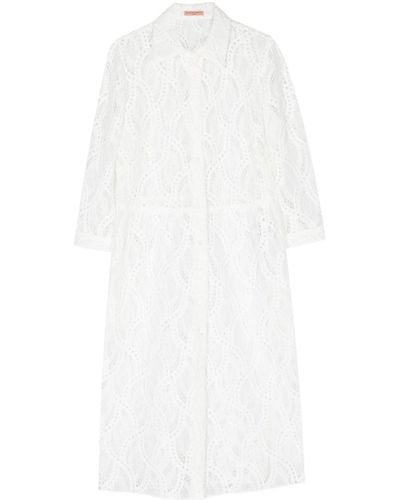 Ermanno Scervino Robe-chemise à détails de perforations - Blanc