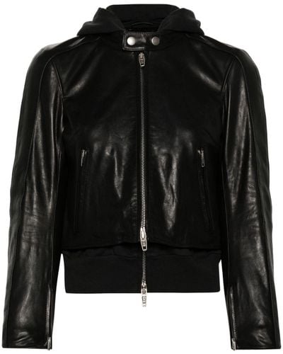 Balenciaga Layered-detail Leather Jacket - Black
