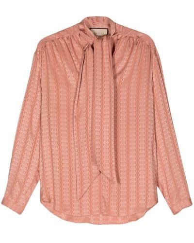 Gucci Pussy-bow Silk-jacquard Blouse - Pink