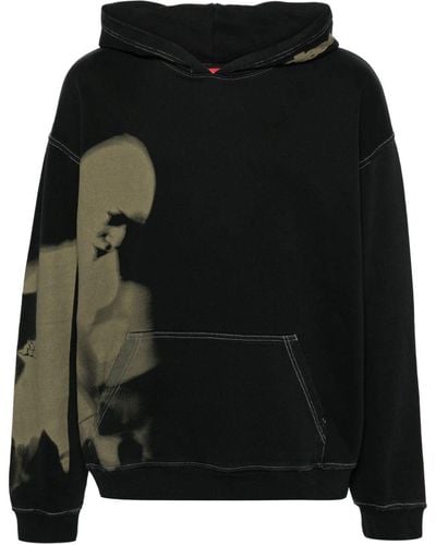 DIESEL Hoodie en coton à patch logo S-Boxt-Hood-N4 - Noir