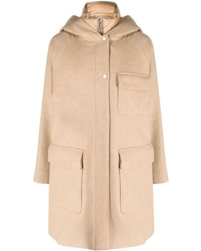 Woolrich High-neck Hooded Coat - Natural