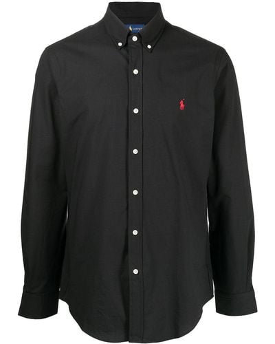 Polo Ralph Lauren Black Cotton Custom Fit Hemd - Zwart