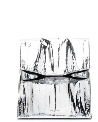 Saint Laurent Deli Metallic-effect Clutch Bag - White