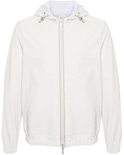 Eleventy Ribbon-trim Hooded Jacket - White