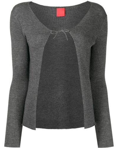Cashmere In Love Lizzie Ribbed-knit Cardigan - Grey