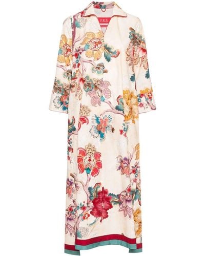 F.R.S For Restless Sleepers Floral-print maxi dress - Blanc